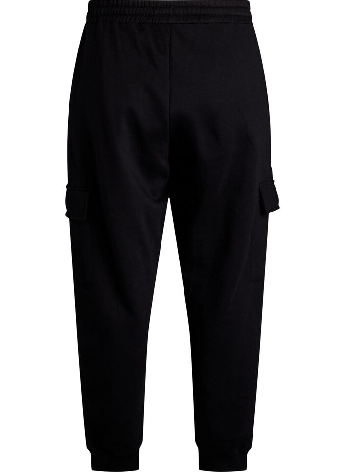 Cargo broek in zachte sweatstof, Black, Packshot image number 1