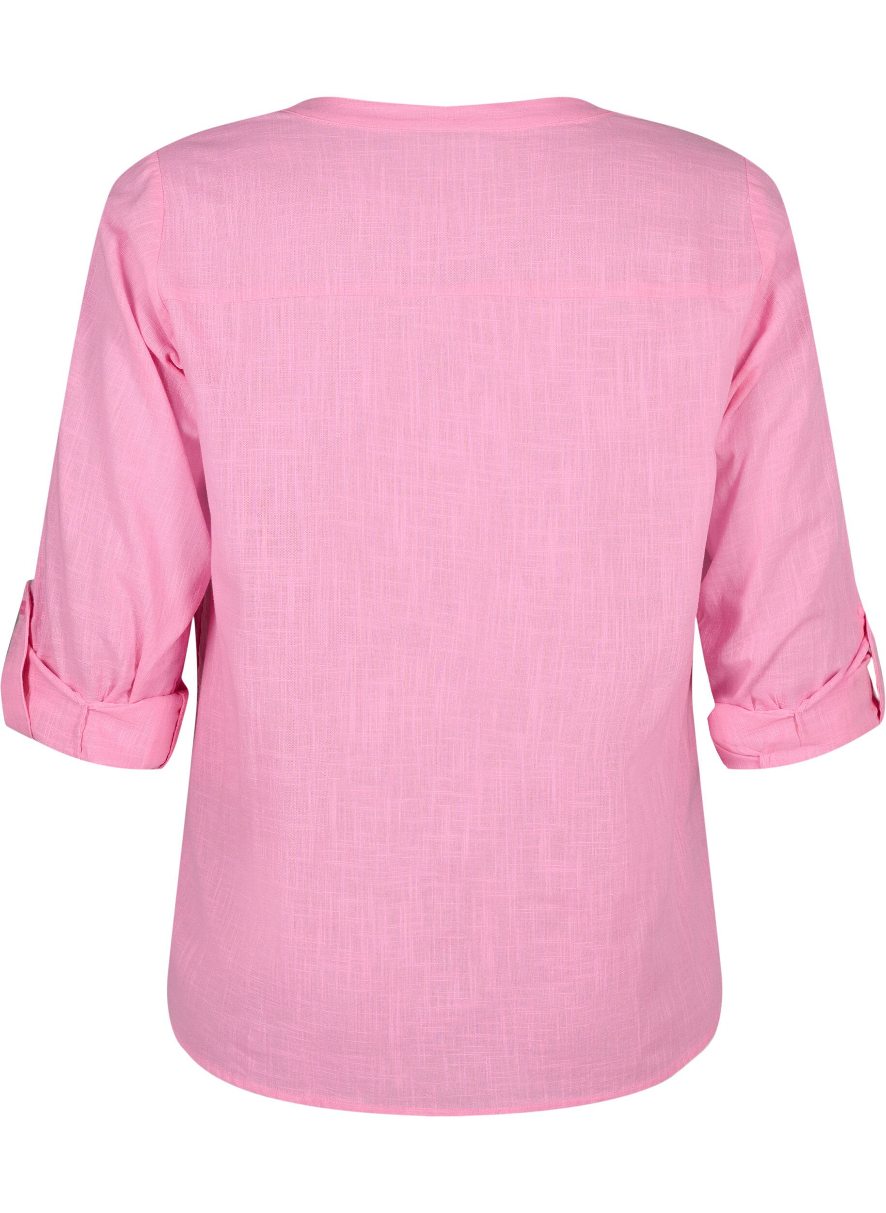 Zizzi Blouse van katoen met v-hals, Rosebloom, Packshot image number 1