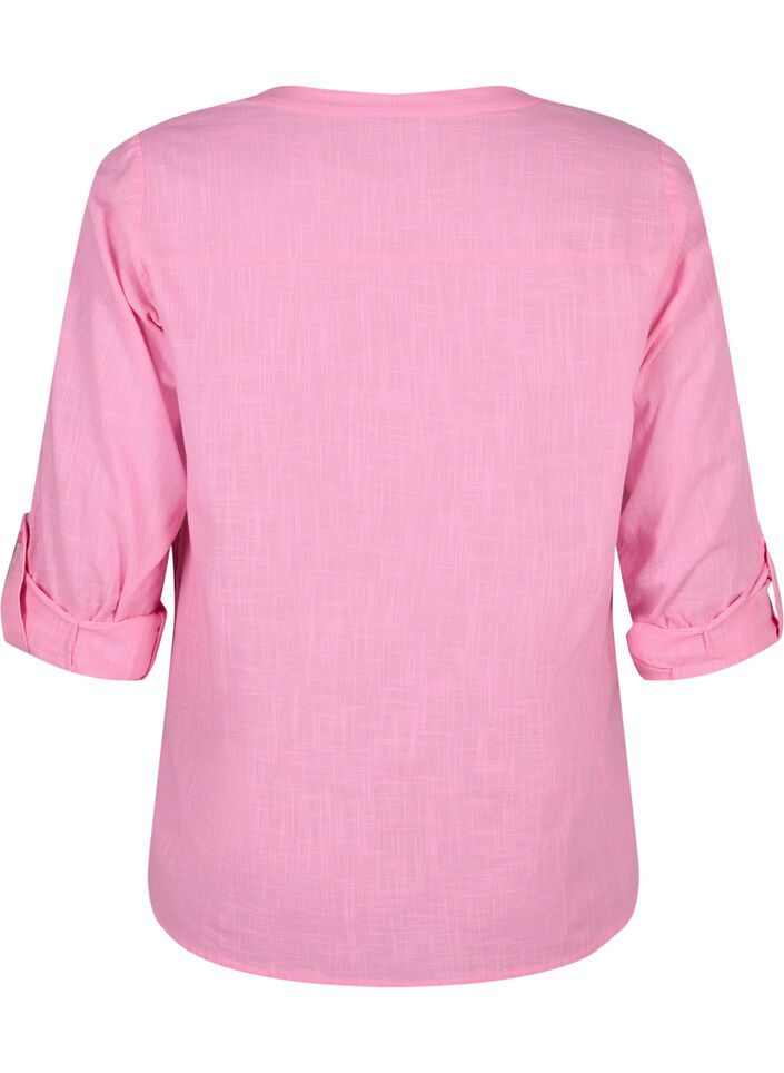 Blouse van katoen met v-hals, Rosebloom, Packshot image number 1