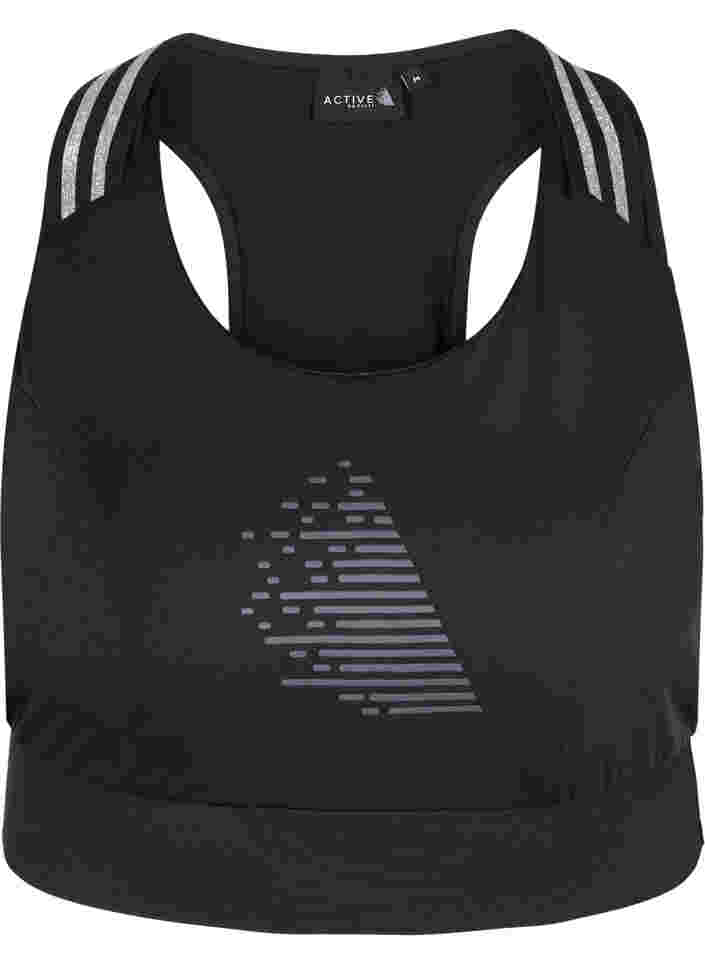 Sportbeha met glitter en gekruiste rug, Black w. SilverLurex, Packshot image number 0