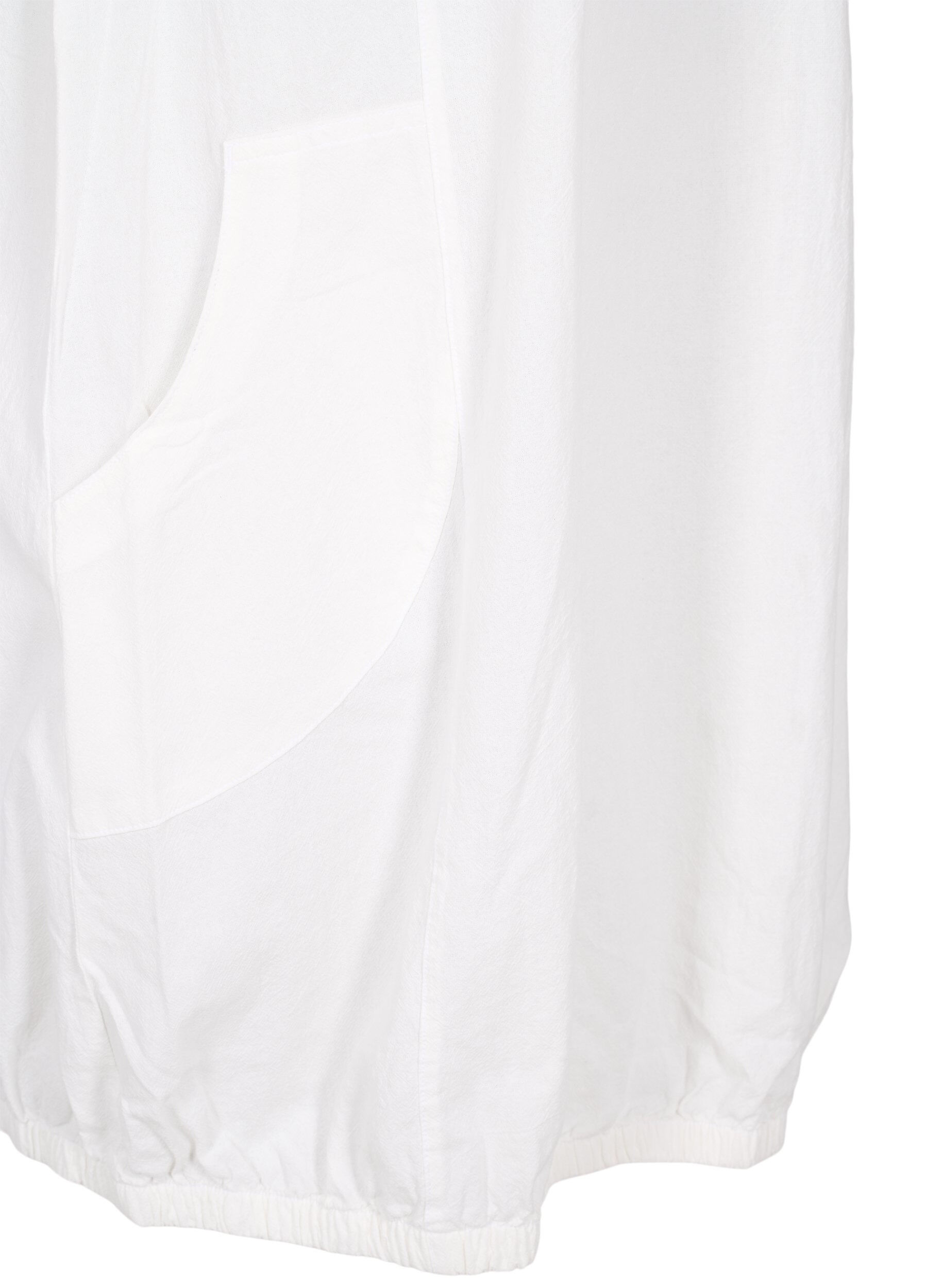 ZizziKatoenen jurk met korte mouwen, Wit, Packshot image number 3