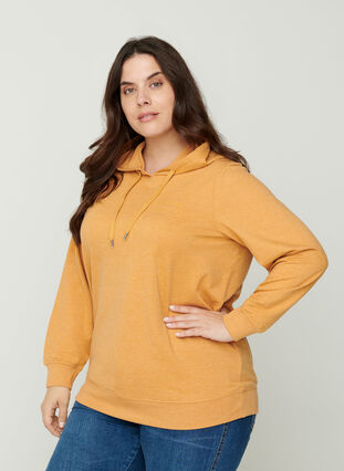 Sweatshirt met capuchon en print, Spruce Yellow Mel., Model image number 0