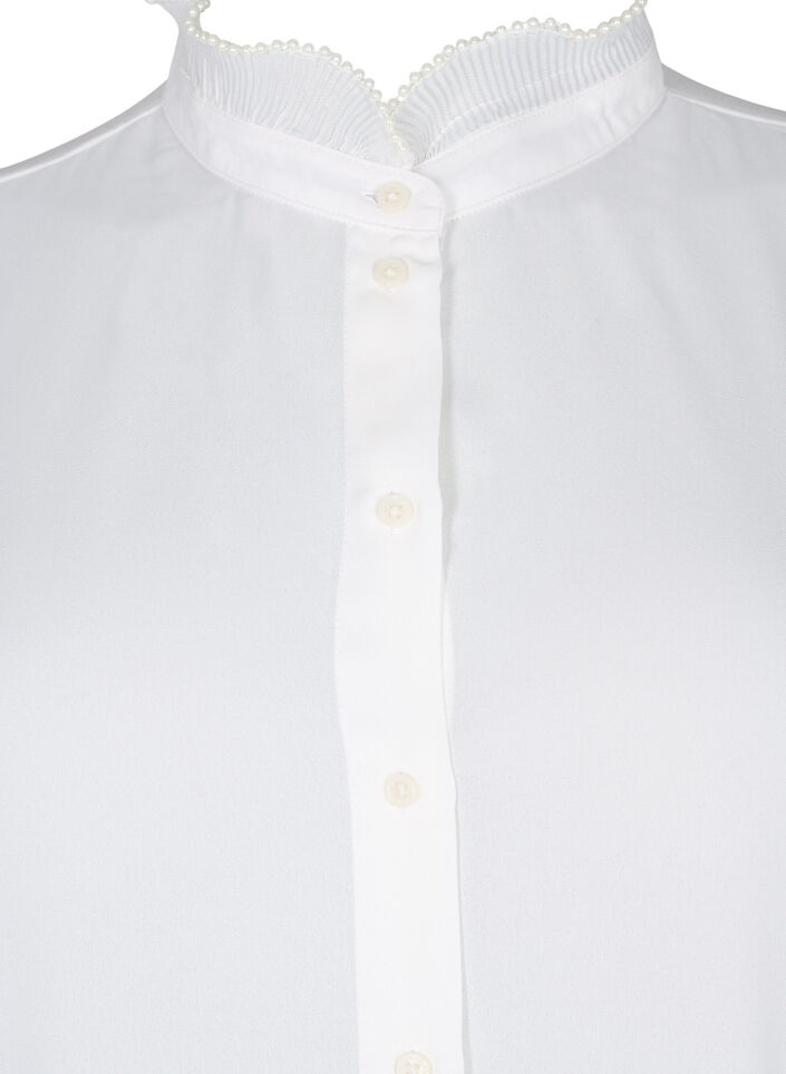 Shirt blouse met ruches, Bright White, Packshot image number 2