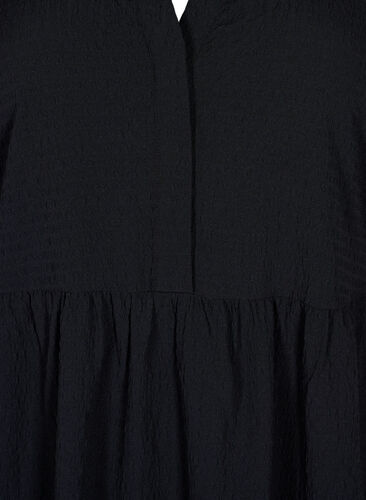 Effen midi jurk met 3/4-mouwen, Black, Packshot image number 2