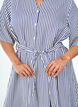 Enkellange overhemdjurk met strikceintuur en strepen, Blauw, Model image number 3