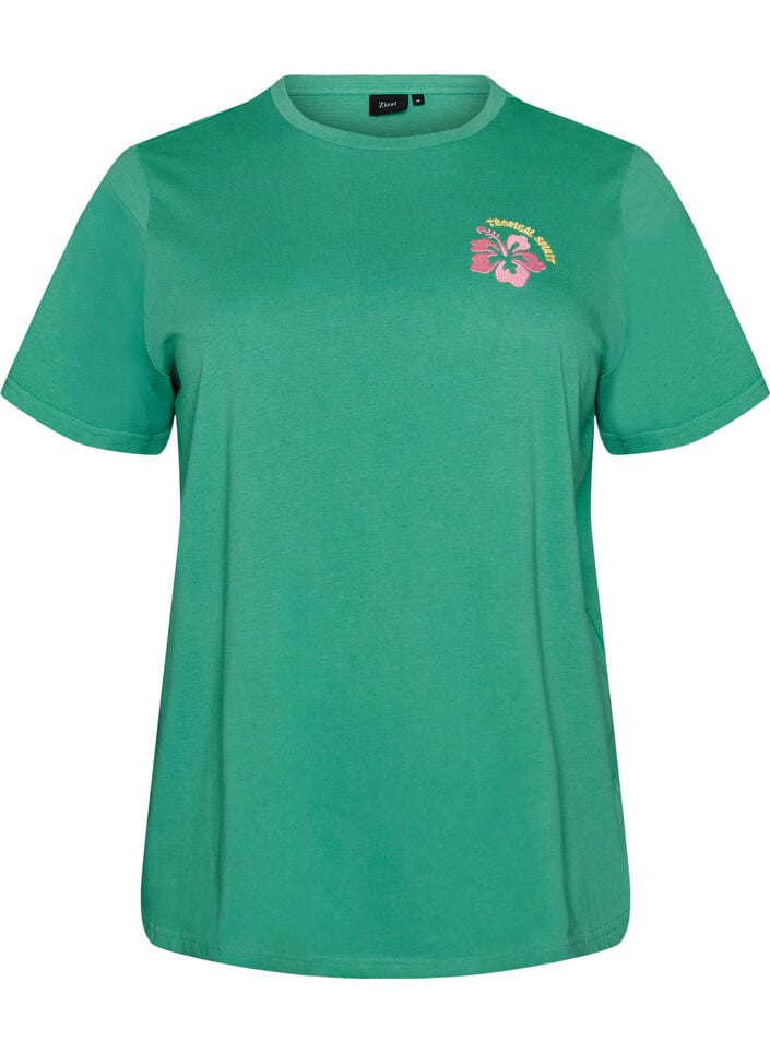 T-shirt van biologisch katoen met print op de rug, Groen, Packshot image number 0