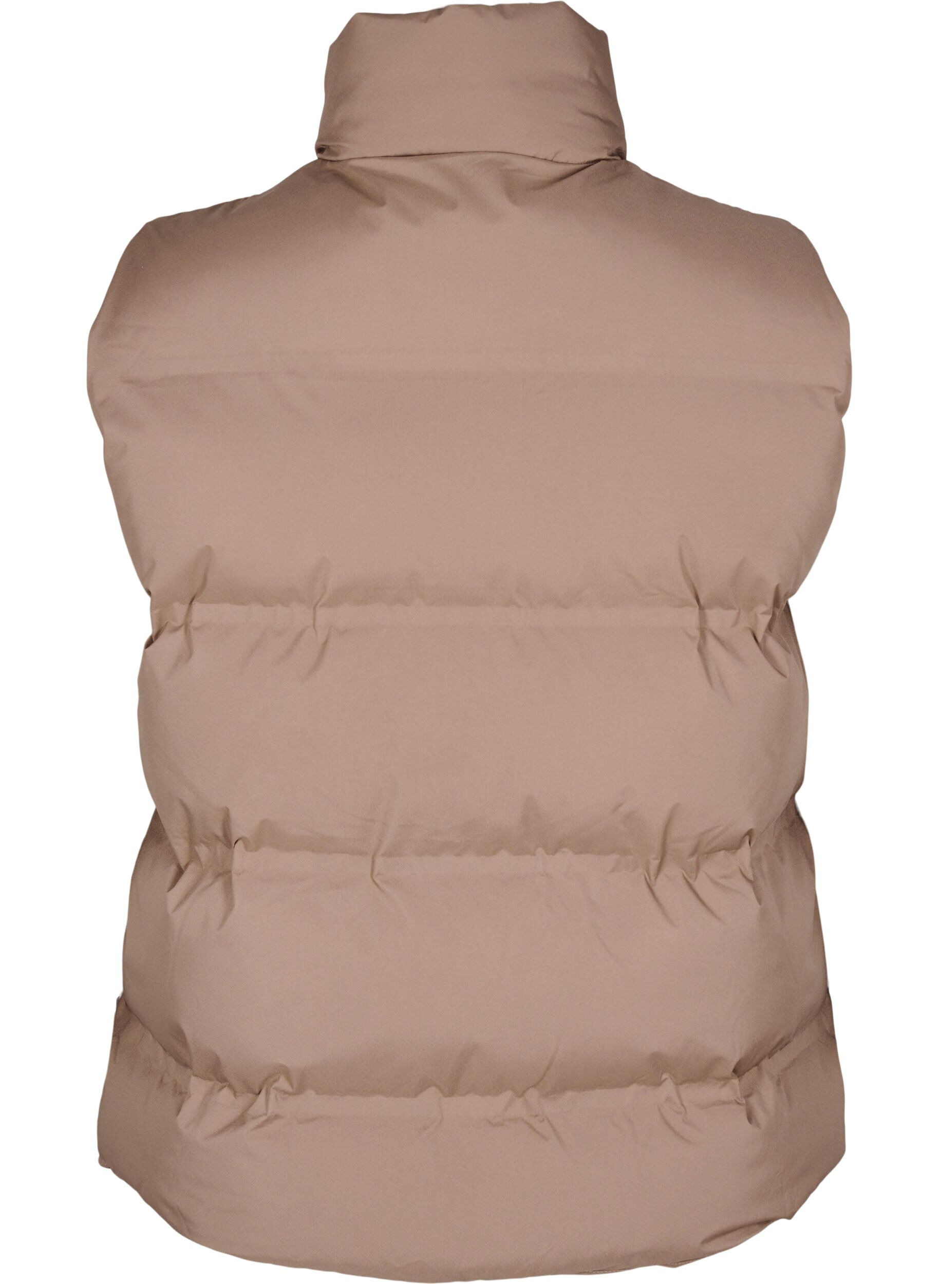 Zizzi Korte puffer bodywarmer met hoge kraag, Bruin, Packshot image number 1