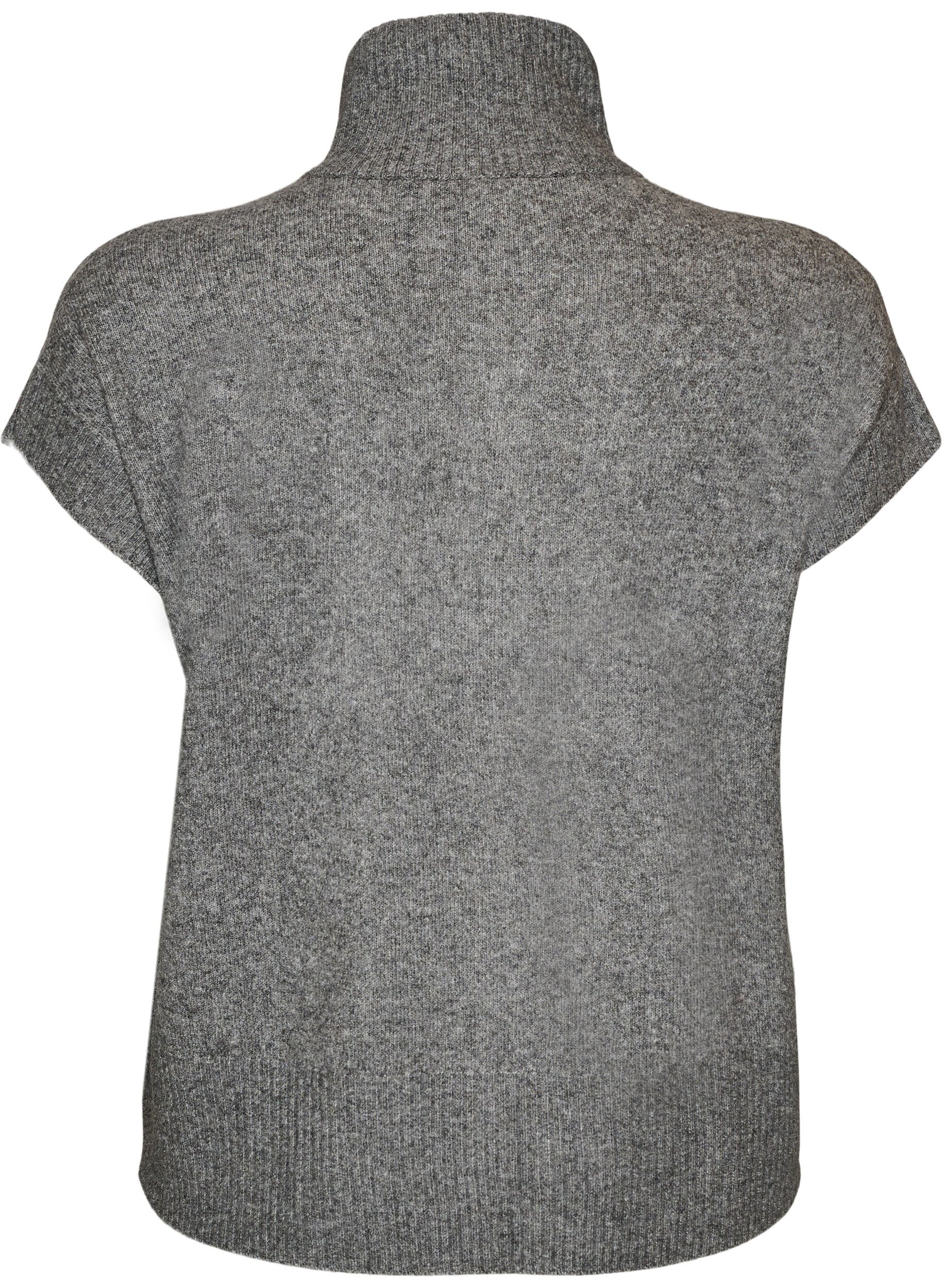 ZizziGebreid gilet met hoge kraag en rits, Grijs, Packshot image number 1