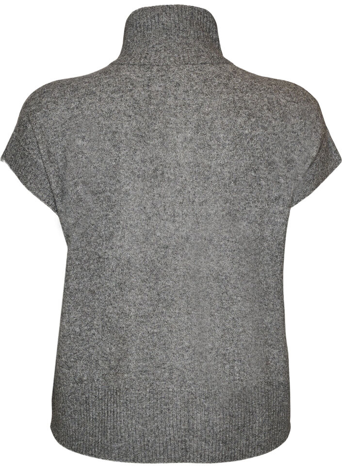 Gebreid gilet met hoge kraag en rits, Grijs, Packshot image number 1