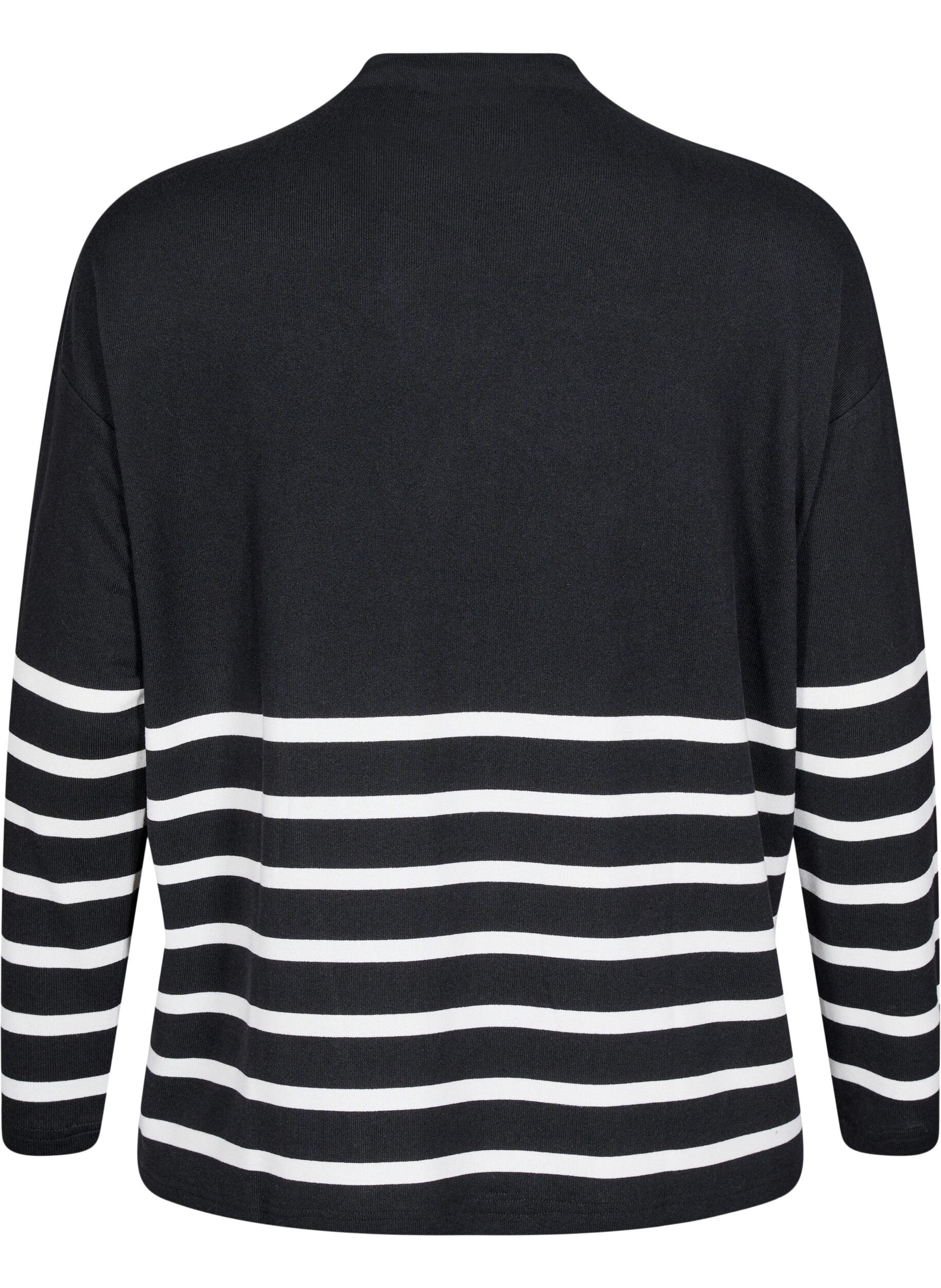 Zizzi Blouse met een hoge hals en lange mouwen, Zwart, Packshot image number 1