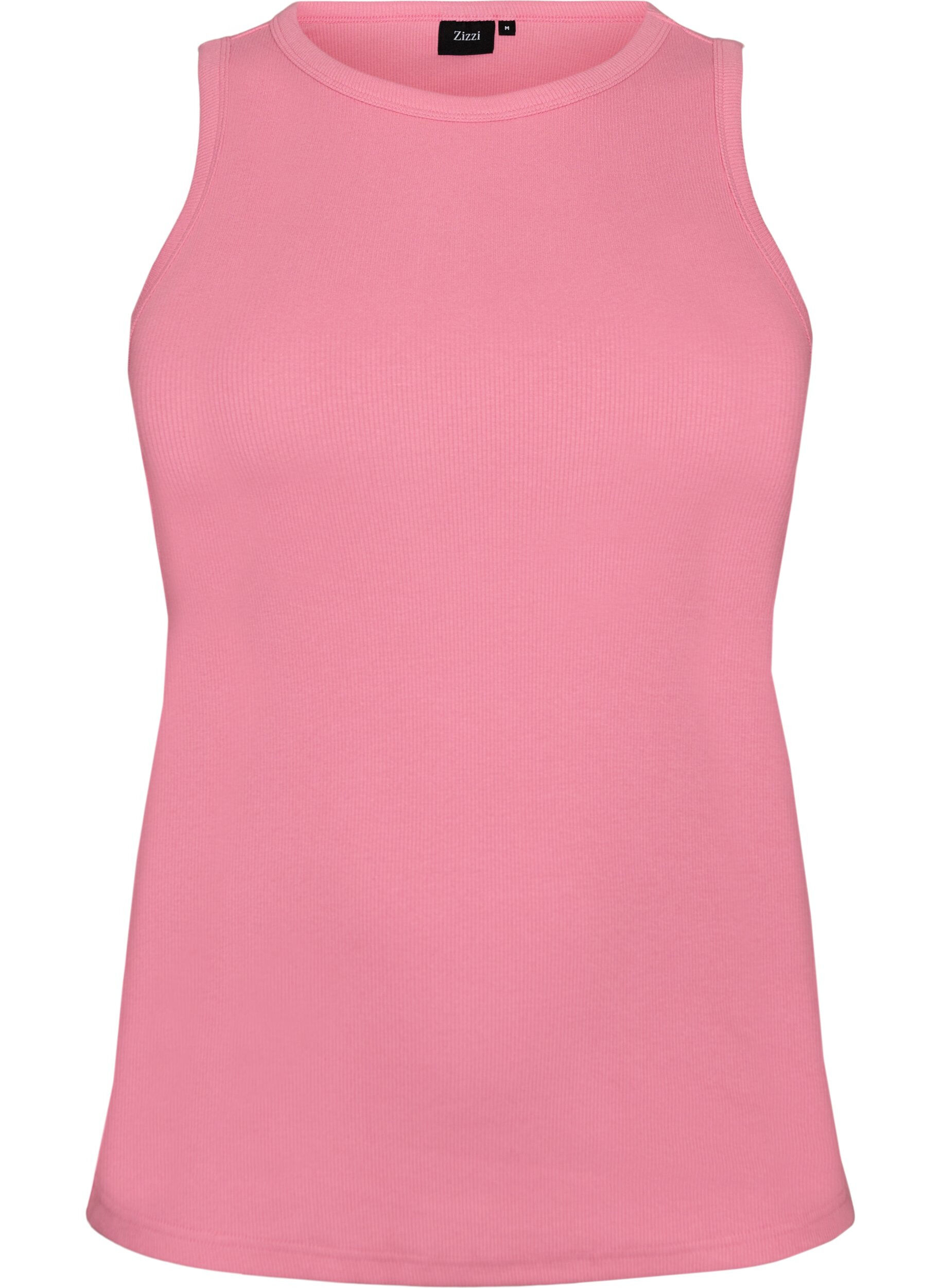 ZizziKatoenen ribtop met hoge hals, Roze, Packshot image number 0