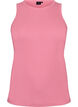 Katoenen ribtop met hoge hals, Roze, Packshot image number 0