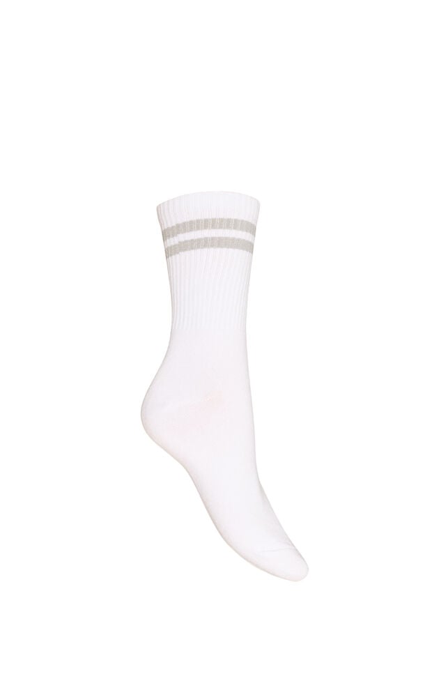 Gestreepte katoenen sokken, Wit, Packshot image number 1