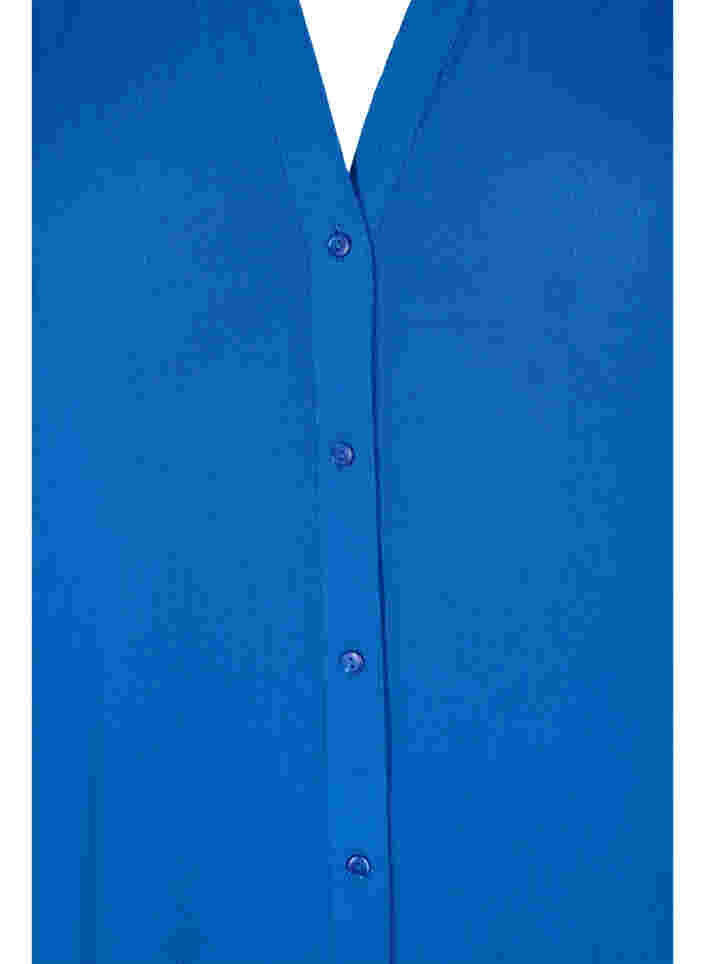 Viscose overhemd met korte mouwen en v-hals, Classic Blue, Packshot image number 2