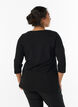 Basic katoenen t-shirt met 3/4 mouwen, Zwart, Model image number 2