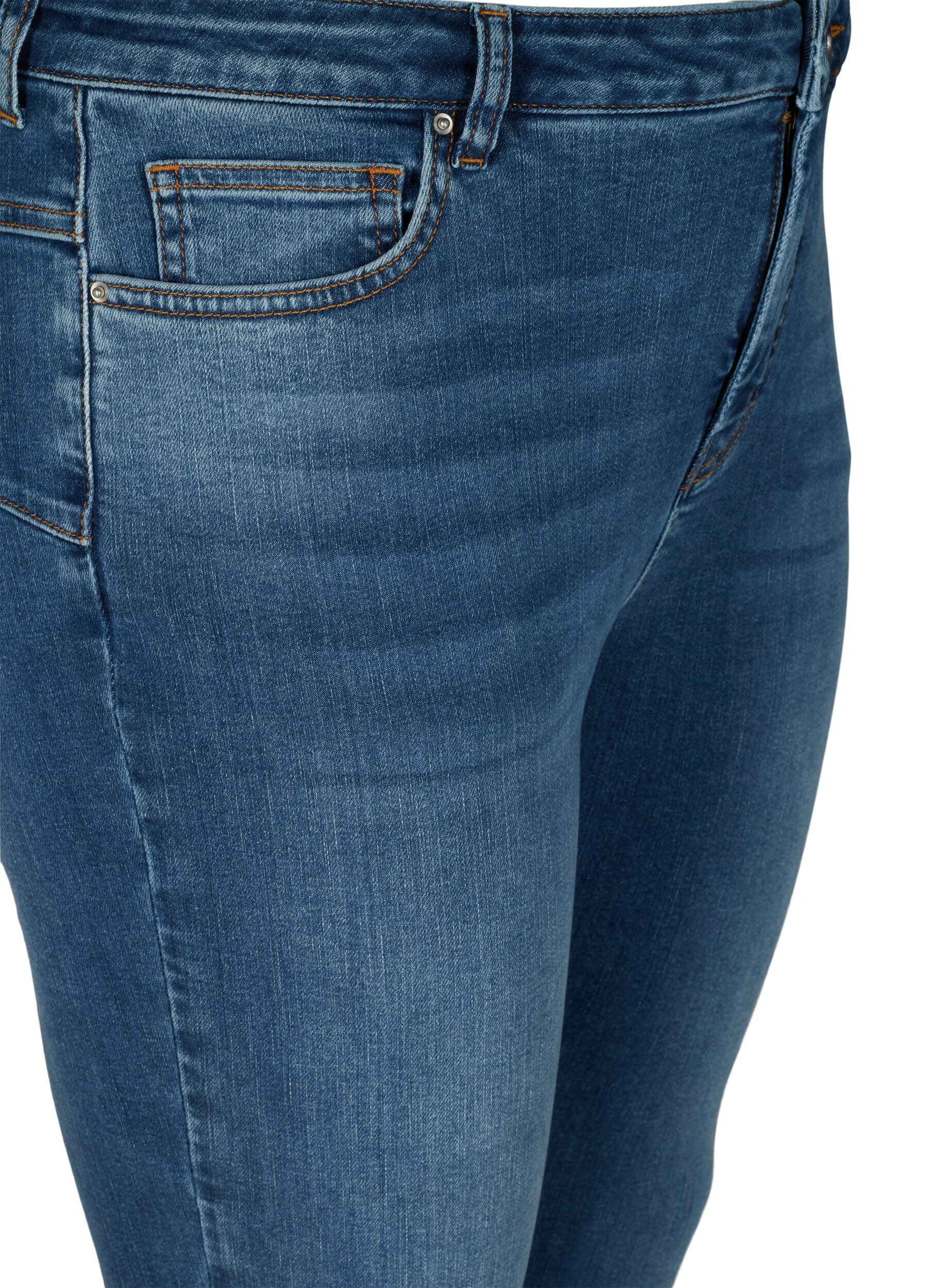Zizzi Amy jeans met hoge taille en push up, Blue denim, Packshot image number 2
