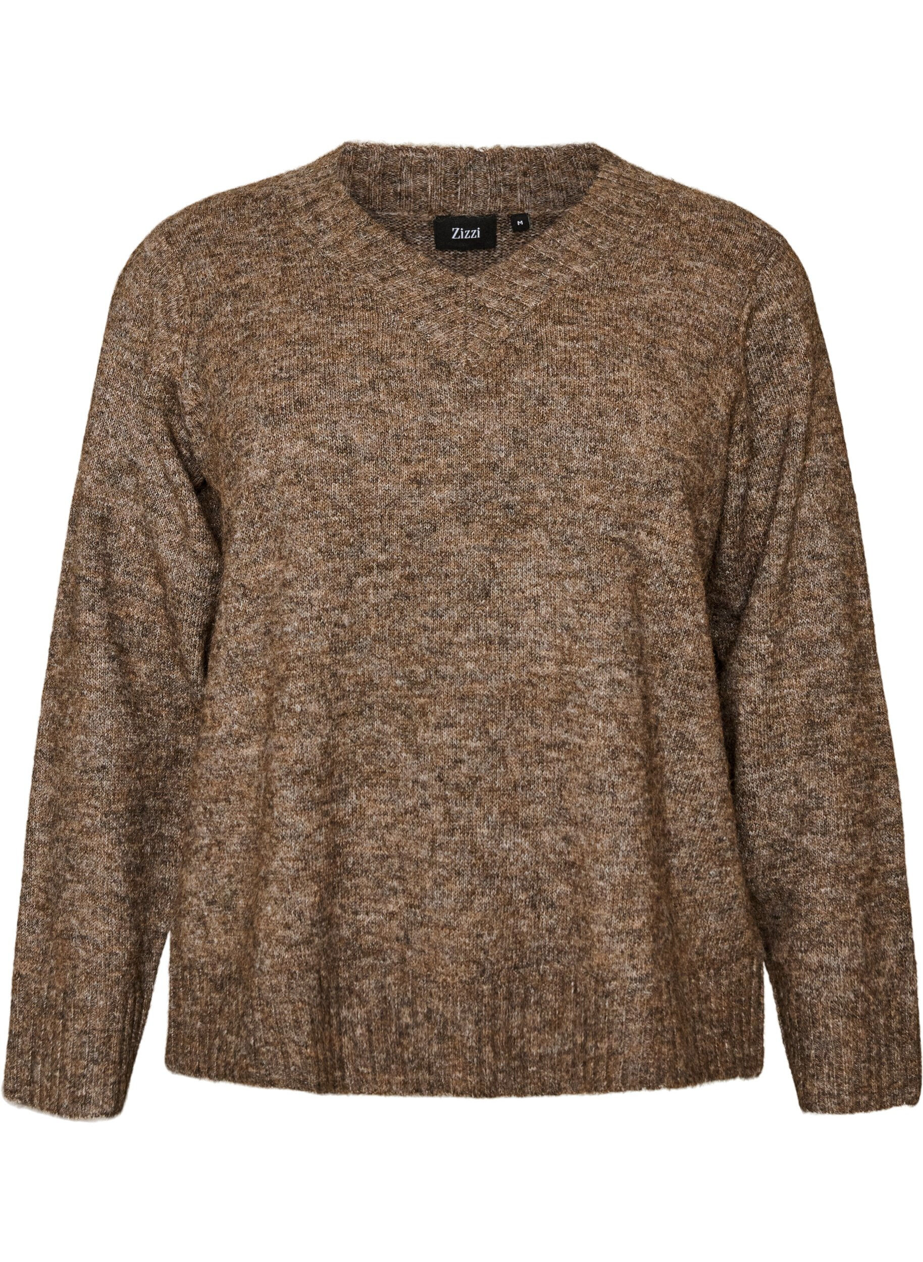ZizziJumper met V-hals, Bruin, Packshot image number 0
