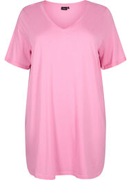 Effen kleur oversized v-hals t-shirt, Rosebloom