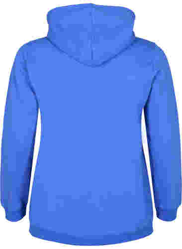 Sweatshirt met tekstopdruk en capuchon, Dazzling Blue, Packshot image number 1