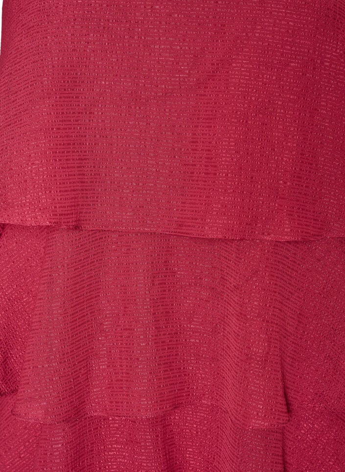 Gelaagde jurk met ruches en spaghettibandjes, Rood, Packshot image number 2