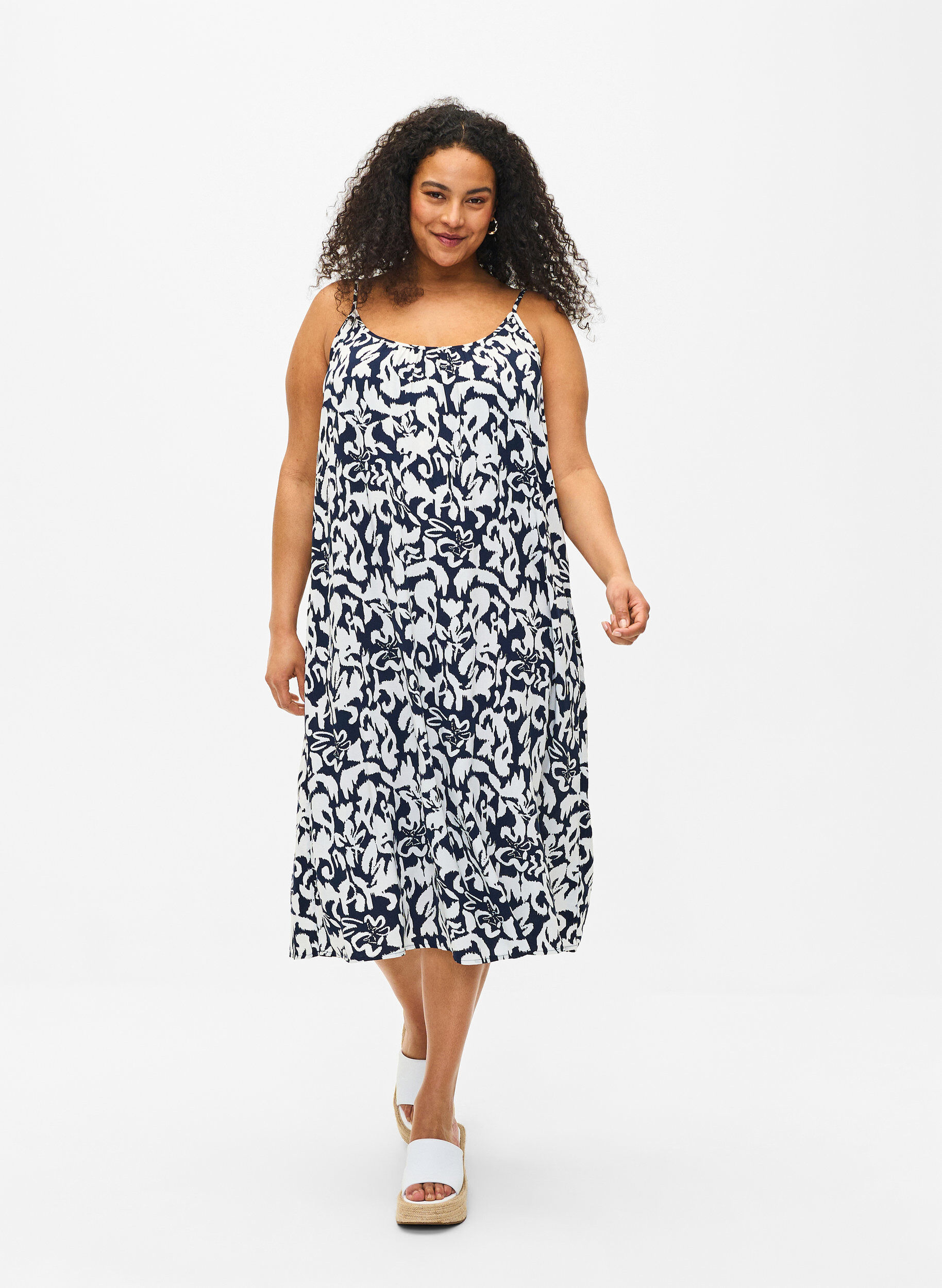 Zizzi Bandjurk van viscose met print, Navy Bl. Ethnic AOP, Model image number 0