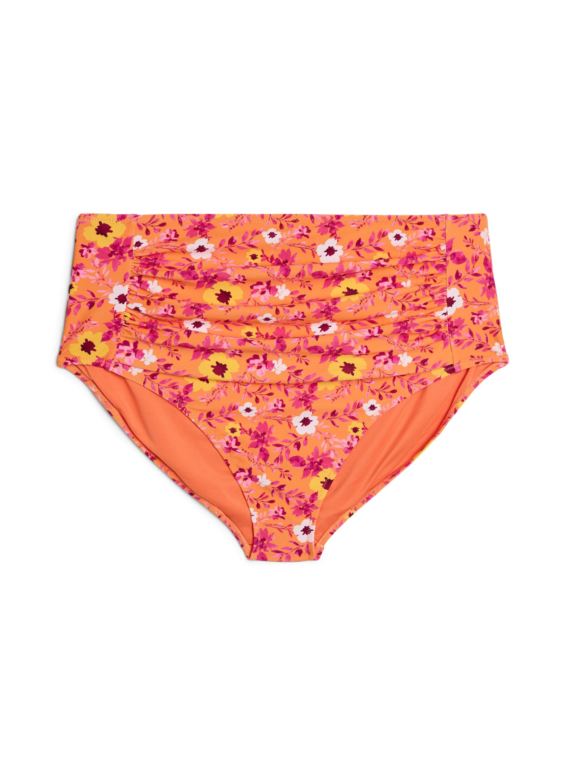 ZizziHoge taille bikinibroekjes met patroon, Oranje, Packshot image number 0