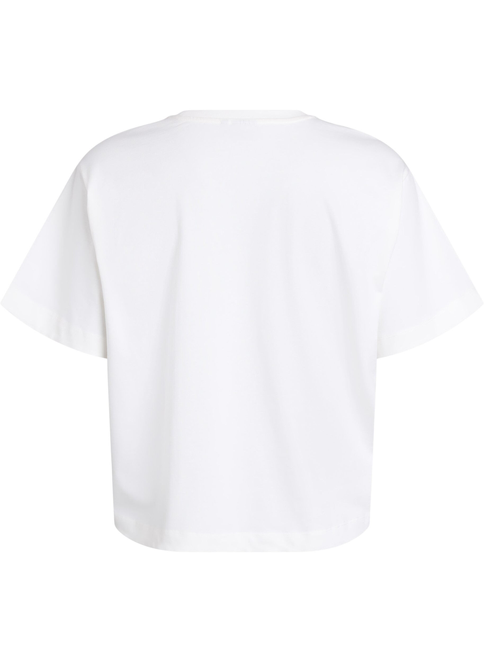 Zizzi Boxy katoenen T-shirt, Wit, Packshot image number 1