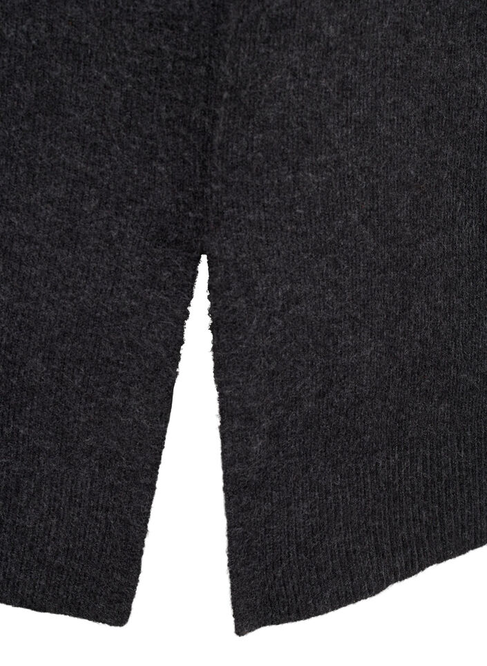 Lang gebreid vest met zakken, Dark Grey Melange, Packshot image number 3