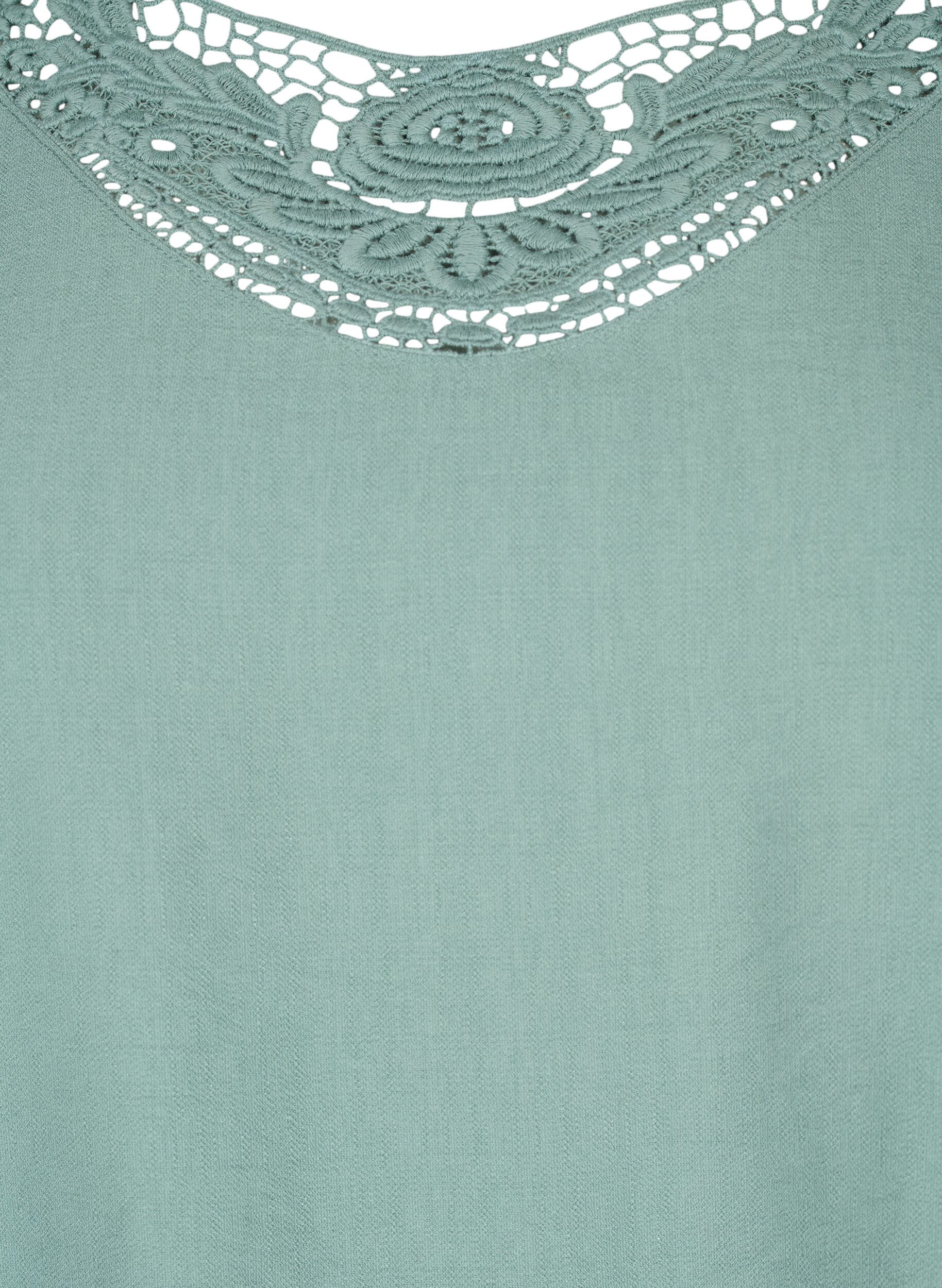 Zizzi Blouse van viscose met gehaakt detail, Chinois Green, Packshot image number 2