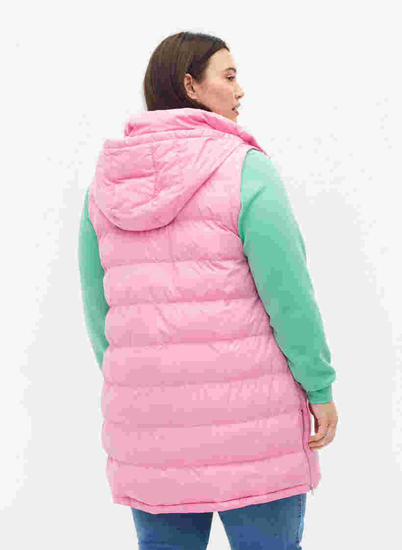 Lang vest met capuchon en knoopsluiting, Begonia Pink, Model image number 1