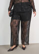 Mesh blouse met bloemen en pailletten, Zwart, Model image number 3