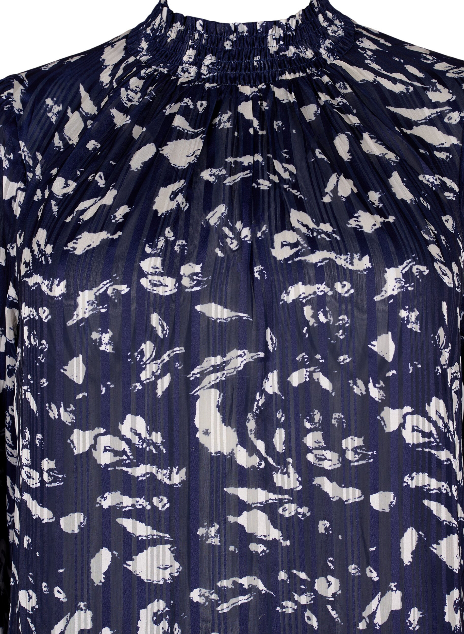 Zizzi Smok blouse met print, Blue Leaf AOP, Packshot image number 2