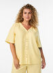 Overhemd blouse met V-hals en korte mouwen, Geel, Model image number 0