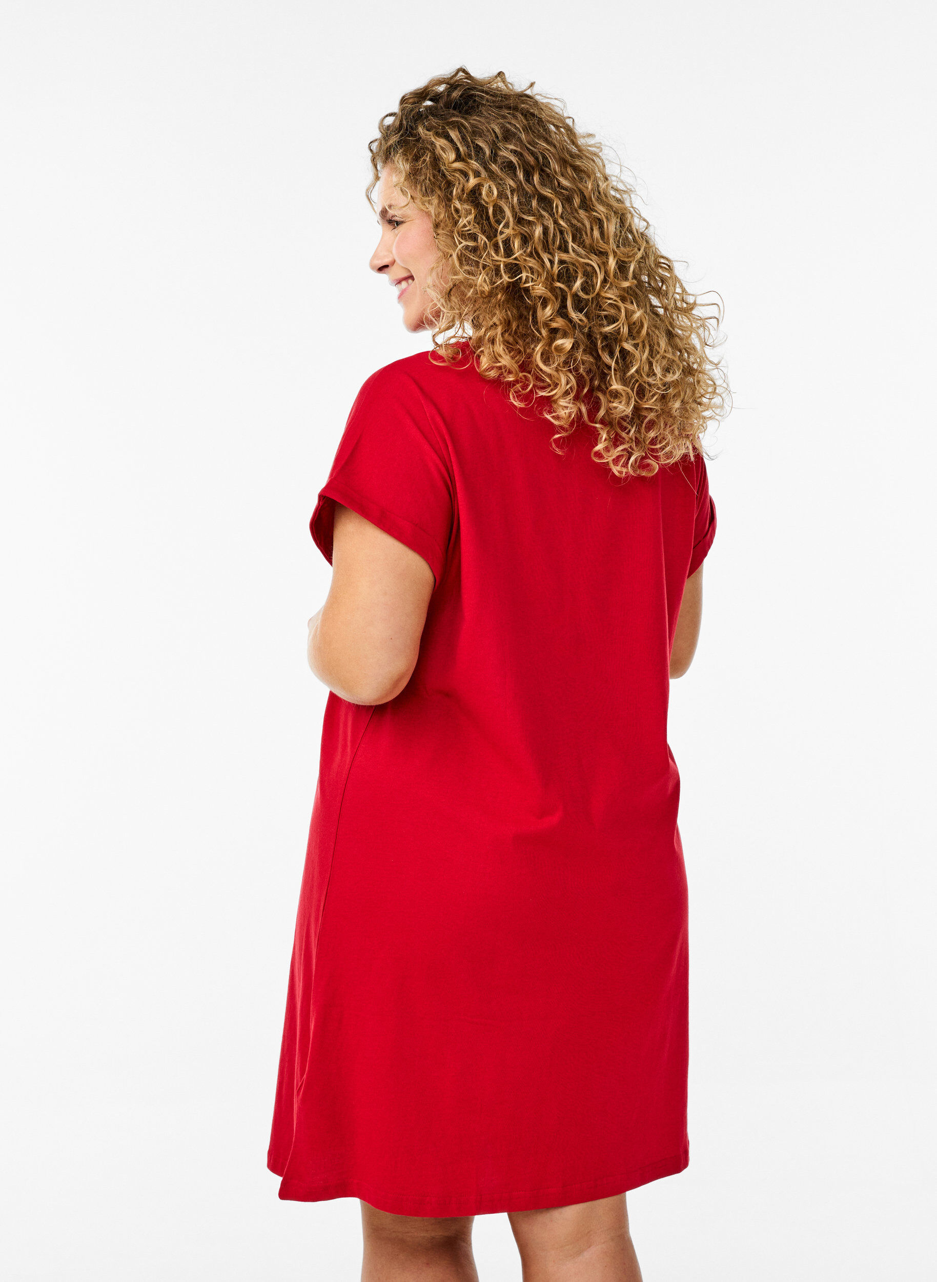 Zizzi 2-pack T-shirtjurk met korte mouwen, Rood, Model image number 2