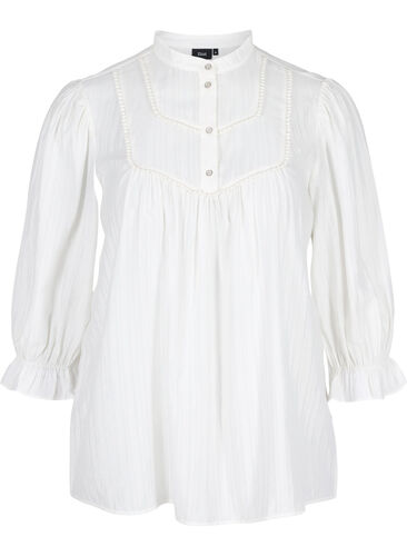 Viscose blouse met 3/4 mouwen en knopen, Snow White, Packshot image number 0