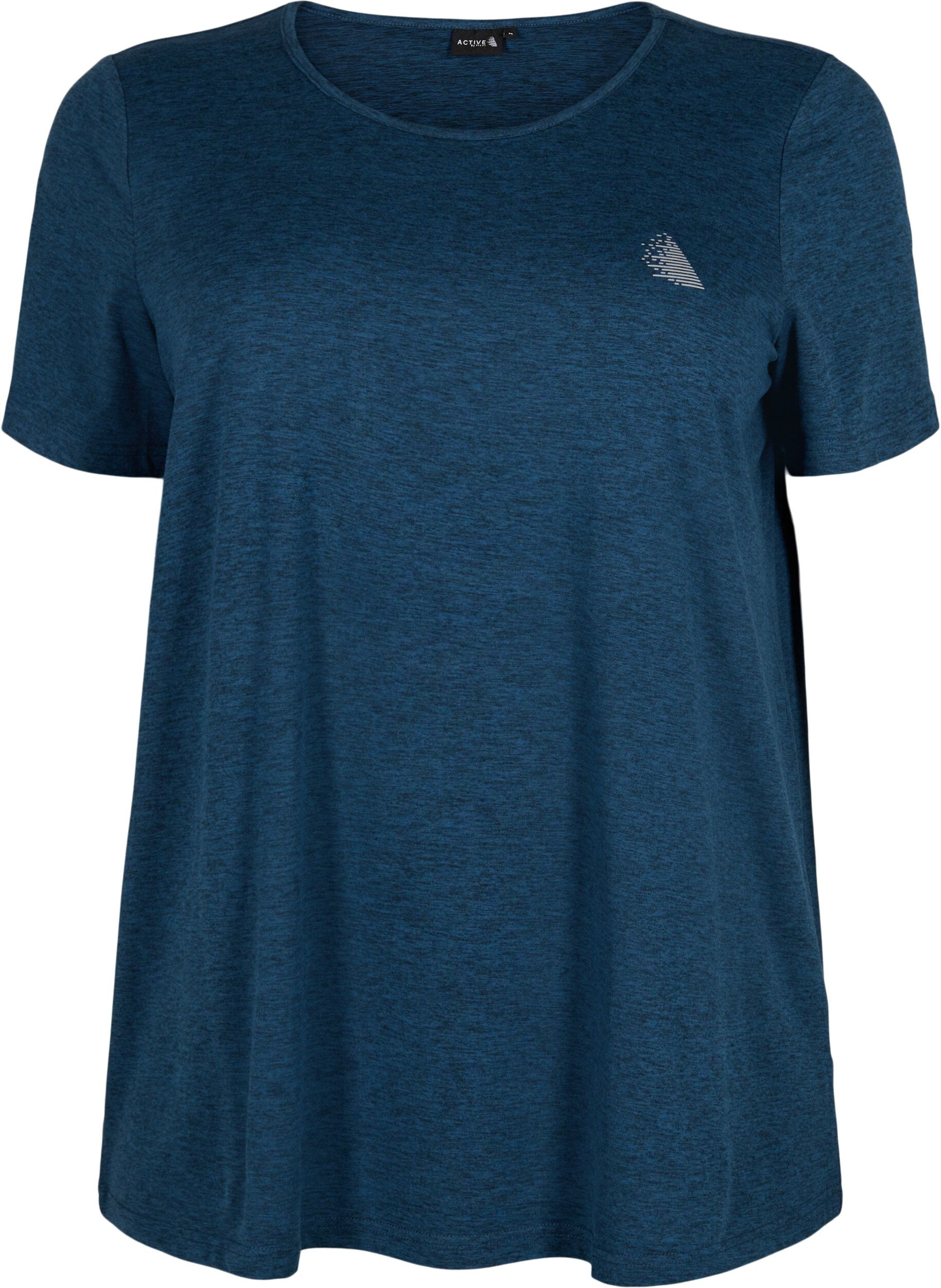 Zizzi Gem&ecirc;leerd sport t-shirt met ronde hals, Night Sky Mel., Packshot image number 0