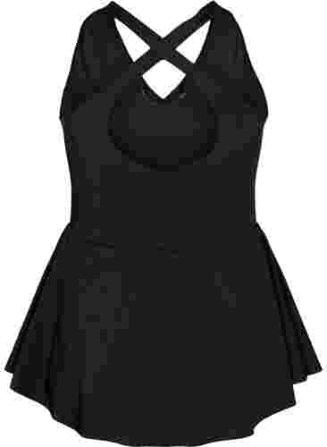 Badpak met gekruiste rug en rok, Black, Packshot image number 1