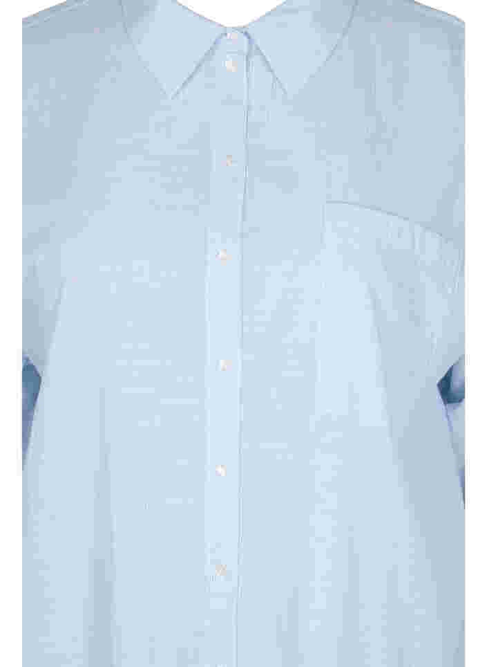 Gestreepte nachtjapon van katoen, White w. Blue Stripe, Packshot image number 2