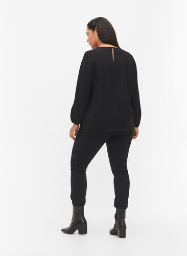 Extra slim Sanna jeans met normale taille, Black, Model image number 1