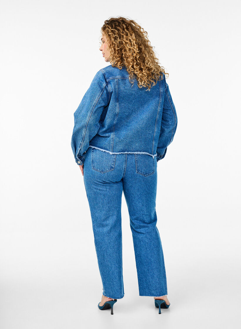 Hoog getailleerde Gemma jeans met strass-steentjes, Blauw, Model image number 1