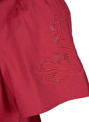 Viscose blouse met korte mouwen en borduursel, Tango Red, Packshot image number 3