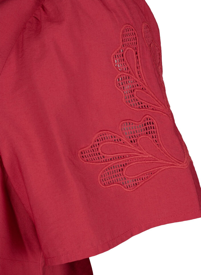 Viscose blouse met korte mouwen en borduursel, Rood, Packshot image number 3