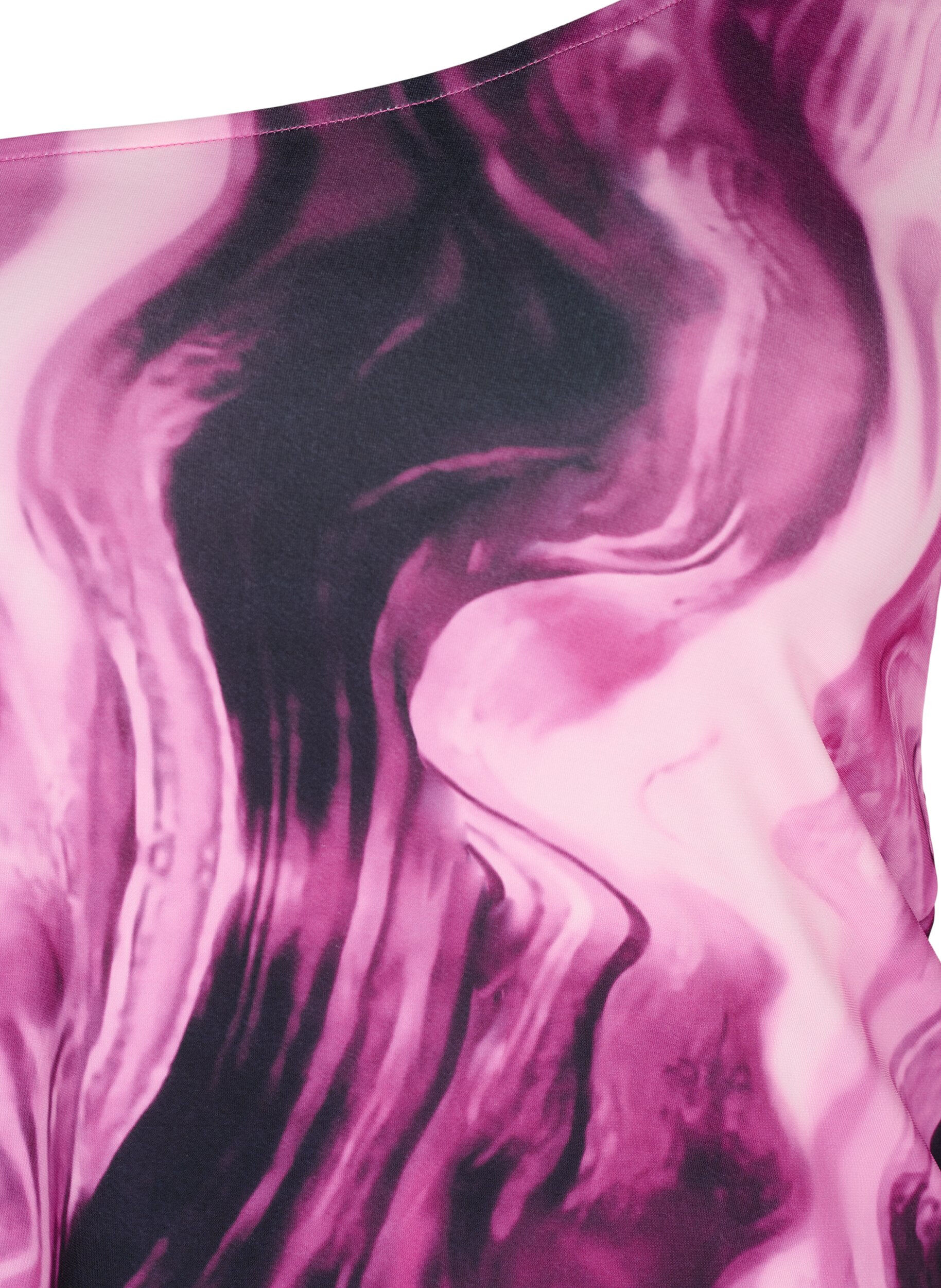 Zizzi One-shoulder blouse met print, Raspberry Rose AOP, Packshot image number 2