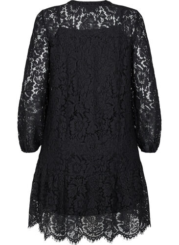 Kanten jurk met lange mouwen, Black, Packshot image number 1