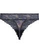 G-string met contrasterende kanten rand, Black w Blue , Packshot image number 1