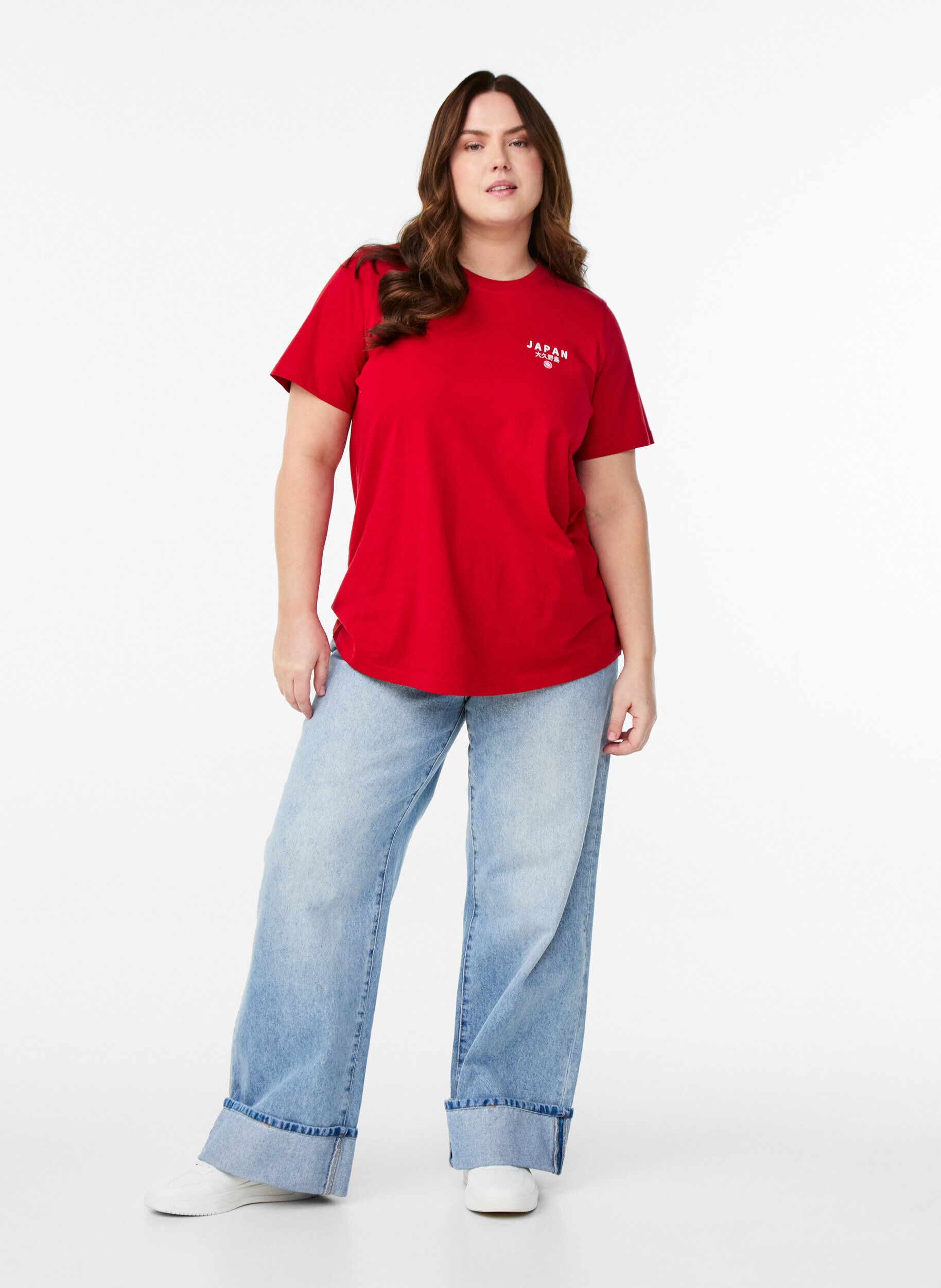 ZizziT-shirt met tekstprint en ronde hals, Rood, Model image number 1