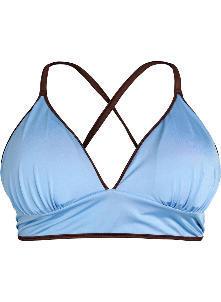 Omkeerbare bikinitop met V-hals en gekruiste bandjes op de rug, Bruin, Packshot image number 3