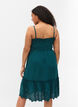 Viscose strandjurk met smokwerk en borduursel anglaise, Deep Teal, Model image number 1