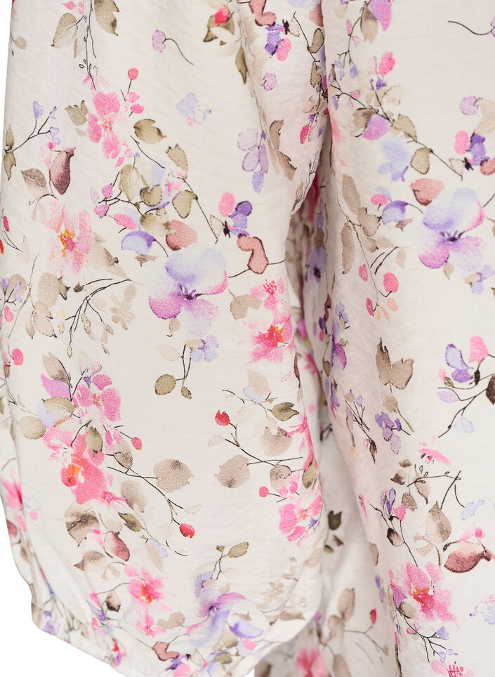 Viscose blouse met bloemenprint en 3/4 mouwen, Vanille, Packshot image number 3