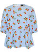 Katoenen blouse met tomatenprint en peplum, Blauw, Packshot image number 0
